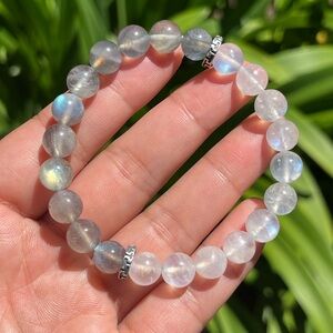 8.5mm stretchable moonstone‎ labradorite bracelet